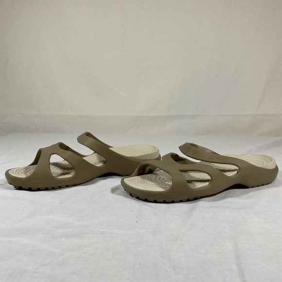 CROCS Shoes - Crocs Womens 7 Tan Sandals Strappy Open Toe Light Weight